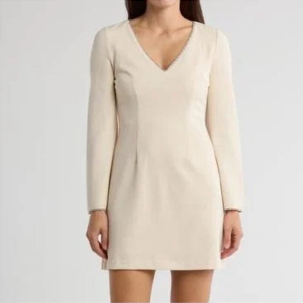 Donna Morgan Cream Long Sleeve Dress